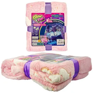 Babydecke Kinderdecke Kuscheldecke Einhorn Motiv leuchtet im Dunkeln 130x150cm, miniHeld