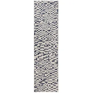 benuta Kaleo Outdoor-Teppich 70 x 200 cm Blau/Weiß