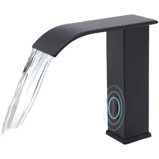 Infrarot Sensor Wasserhahn Bad,Automatisch Badarmatur,Berührungsloser Waschtischarmatur, Induktion Waschtischmischer,Armatur Waschbecken mit Sensor,Auslauf Höhe 145 mm (Auslauf Höhe 145 mm, Schwarz)