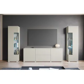 OTTO home Wohnwand OTTO HOME "KENIA", braun (kaschmir), B:270cm H:161cm T:34cm, Holzwerkstoff, Kastenmöbel-Sets, Wohnwand, Vitrinen mit Eckverglasung, hängend und stehend montierbar