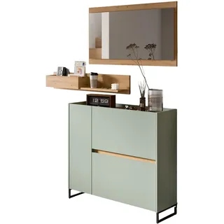 GARDEROBE-SET Salbei und Artisan Eiche, Garderobe 3-teilig, 140 x 192 cm, Soft-Close, Borga