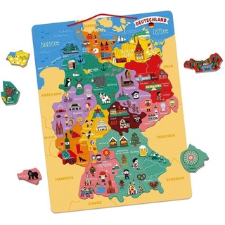 Janod Konturenpuzzle Magnetische Landkarte Deutschland, 79 Puzzleteile bunt