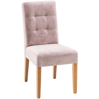 Carryhome Stuhl, Rosa, Textil, Eiche, massiv, konisch, 48x95x61 cm, Esszimmer, Stühle, Esszimmerstühle, Vierfußstühle
