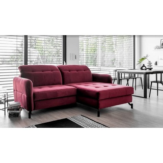 Eltap Ecksofa »Ecksofa LORELLE mit Schlaffunktion Bettkasten Skandinavisch«, Schlaffunktion, Bettkasten, verstellbare Kopfstützen rot