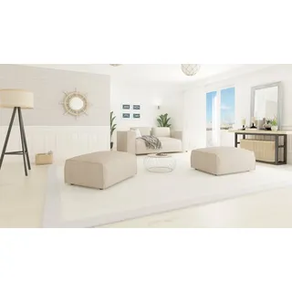s-style möbel Fußhocker aus Cord-Stoff, Beige