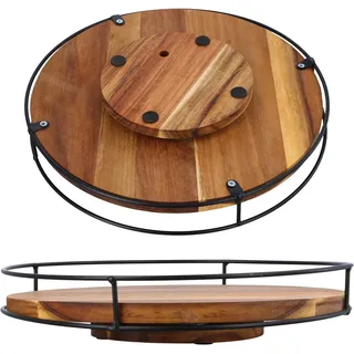 Drehteller Schrank Organizer Groß, Tablett Rund Gewürzregal Drehbar Holz 25cm, 360° Drehbarer Gewürzhalter Anti-Rutsch, Drehplatte Küche Organizer für Gewürze Kühlschrank Bad Kommode (30cm)