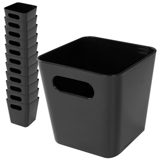 12 x Ordnungsbox - 10 cm hoch - schwarz - 10 x 10 cm - Ordnungskorb - Regalorganizer Wandregal - Schubladen Organizer schmaler Korb - Badezimmer