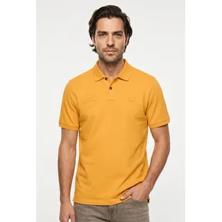 Poloshirt CAMEL ACTIVE, Herren, Gr. 3XL, gelb (sunflower), Piqué, Obermaterial: 100% Baumwolle, bestickt, unifarben, normal hüftbedeckend, Rundhals, Bündchen, Shirts, normale Passform, kurze Ärmel, unifarbenes Design, mit Polokragen