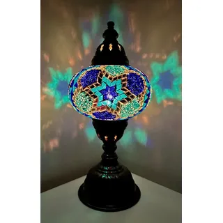 Mosaiklampe L orientalische mosaiklampe Tischlampe Samarkand-Lights BLAU-STERN