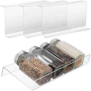 Hemobllo Gewürzregal Schublade 4er Set, erweiterbar & verstellbar, Acryl transparent, platzsparend für Küchenschubladen, Gewürzaufbewahrung für Gewürzgläser, Backzutaten & Kosmetik