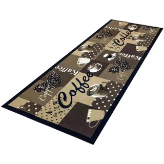 HOMEFACTO:RI Küchenläufer Küchenteppich Teppichläufer Läufer Kaffee Cafe Coffee | waschbar, Größe:ca. 60 x 180 cm, Designs:Kaffee | beige braun