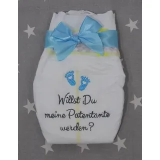 GESCHENK New Baby Bestickte Windel Du wirst Oma, Opa, Patentante, Patenonkel, Papa Baby-Shower (Patentante - Blau)