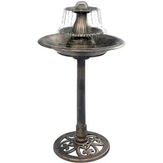 vidaXL Vogelbad mit Springbrunnen Vogeltränke Wasserschale Vogel Tränke Bad Gartenbrunnen Gartendeko Zierbrunnen Brunnen Bronzen 50x91cm Kunststoff