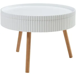 [en.casa] Couchtisch Bongard Weiß Bambus 60 x 33 cm