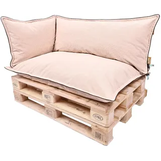 TexDeko® Cord Palettenkissen 120x80x18 cm 3-TLG Set, Beige | Weicher Cordstoff, wasserabweisend, UV-beständig, waschbarer Bezug, Indoor & Outdoor Palettenpolster, 320 g/m2 Stoffgewicht