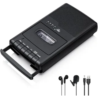 kassettenrekorder,Portable Kassettenspieler, Tragbarer USB-Kassettenspieler mit Eigenständigem Mikrofon, Digitalkonverter für Kassetten auf USB-Flash-Disk