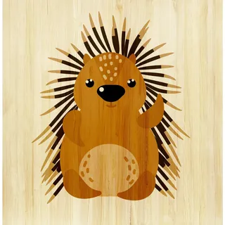 Babywanddeko Ida Igel, Braun, Holz, Birke, 50x50x3 cm, Babymöbel, Kinderzimmer-Deko, Babyzimmer Wanddeko