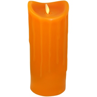Tronje LED Echtwachskerze mit Timer - 23 cm Kerze Orange Wachstropfen mit beweglicher Flamme