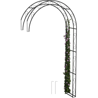 Relaxdays Rosenbogen Halbbogen 245 x 130 x 36 cm Schwarz
