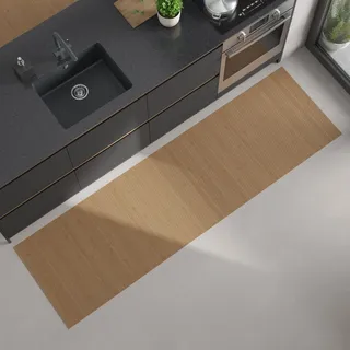 DE-COmmerce Bambus Küchenläufer Flow Nature Maß ca. 60 x 75 cm pflegeleicht Küchenteppich Bambusteppich Teppich ohne Bordüre rutschhemmend