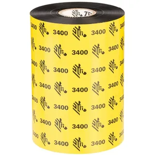 Thermotransferbänder, Zebra, 3400, Wachs/Harz, 110mm, 450m, Außen, Schwarz