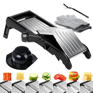 Masthome Verstellbar Edelstahl Gemüsehobel Mandoline, 10-in-1