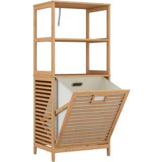 Vicco Badschrank, Natur, Holzwerkstoff, 2 Fächer, Rechteckig, 48.3x114x35.5 cm