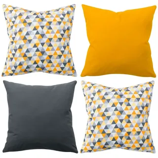 Amilian Dekokissen 4er Set - Dekokissen mit Füllung - 40x40 cm - Deko Kissen orange