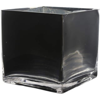 WGV Schwarze Glasvase, Kerzenhalter, 12,7 x 12,7 x 12,7 cm, blumiger Akzent, Heimbüro-Dekor, 1 Stück