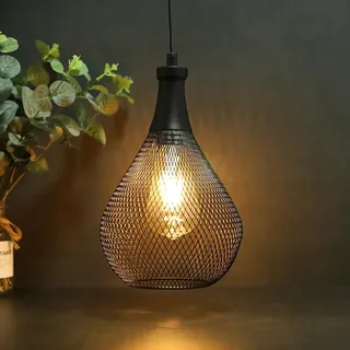 JHY DESIGN Dekorativ Hängelampe Batteriebetriebene mit 6 Stunden Zeitfunktion 30cm H Batterie Lampe Tischeuchte für Schlafzimmer Garten Bars Patio Drinnen Draußen Wohnzimmer (Schwarz Tropfenform)