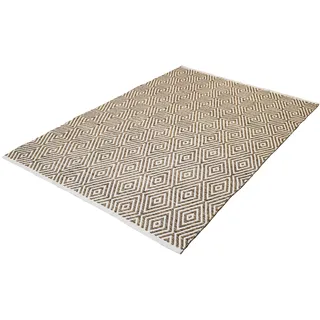 Teppich KAYOOM "Aperitif 310" Teppiche Gr. B/L: 160 cm x 230 cm, 7 mm, 1 St., beige (beige, braun) Baumwollteppiche weiche Haptik,fusselarm, für Allergiker & Fußbodenheizung geeignet