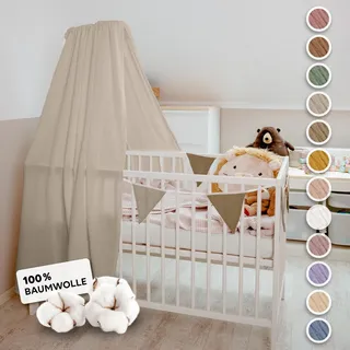 lilimaus Betthimmel Babybett in 12 Farben [inkl. Himmelstange] - Himmel Babybett aus 100% Baumwolle Musselin - Betthimmel Mädchen & Jungen - Himmelbett Vorhänge mit Stange - Kinder Babyzimmer Deko