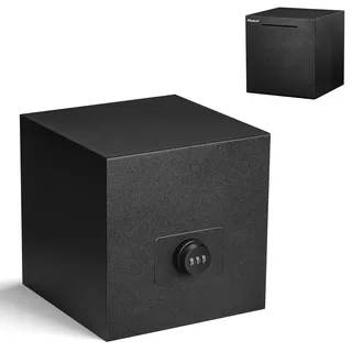 Kypeeka Edelstahl-Spardose mit Zahlenschloss, 19 cm schwarz | wiederverwendbar & rostfrei, für Erwachsene, ideal für Bargeld und Wertsachen zu Hause oder im Büro