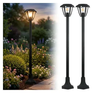 ideoon lights 2er-Set Solar-LED-Außenleuchte 175,0 cm inkl. Bewegungsmelder schwarz