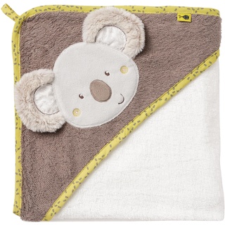 Fehn Badetuch Baby Australia - Badehandtuch Kinder Poncho aus Baumwolle - Handtuch mit süßem Koala - Babybadetuch mit Kapuze für Babys und Kleinkinder ab 0+ Monaten – Kapuzenhandtuch Maße 80 x 80 cm