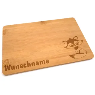 Samunshi® Holzbrett mit Gravur Fuchs aus Bambus Brett Frühstücksbrettchen Kinder als Holz Schneidebretter Holzbrett Küche Vesperbrett mit Motiv