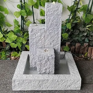 Gartenbrunnen Brunnen Zierbrunnen Zimmerbrunnen Springbrunnen Brunnen mit LED-Licht TRIO-BASALT-230V Wasserfall Wasserspiel für Garten, Terasse, Balkon
