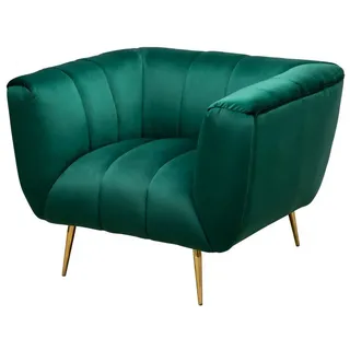 Riess-Ambiente Riess Ambiente Retro Sessel Noblesse - 105cm - smaragdgrün Gold - Samt Metallfüße - Federkern Ziersteppung Lesesessel Loungesessel