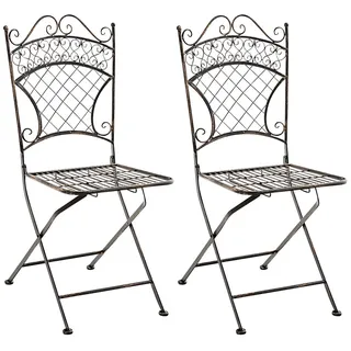 TPFGarden Wandregal Adelia einklappbar - für Garten, Balkon, Terrasse - Farbe: antik weiß, Hochwertiger und stabiler Metallstuhl aus handgefertigtem Eisen 2-tlg., Balkonstuhl, Bistrostuhl - Maße (TxBxH): 37 x 42 x 94cm braun