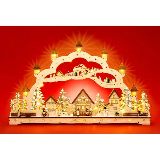 SIKORA LB77 XXXL Schwibbogen wundervoller Holz LED Lichterbogen inkl Netzteil Weihnachten Deko Motiv Weihnachtsdorf Breite 78 cm