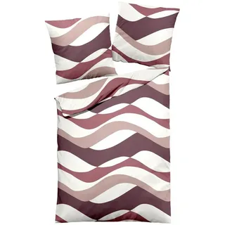 Dormisette Bettwäsche Dormisette Edel Biber Bettwäsche 155x220 Wellen aubergine taupe weiß, Feinbiber, 2 teilig lila