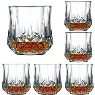 Undatudur 6 Stück Whiskygläser,290ml Wassergläser,Whiskeyglas Geschenke Spülmaschinenfest, Whisky Glasses Set Crystal Glass, Gifts for Whiskey Lovers for Birthday, für Familie, Restaurant und Party