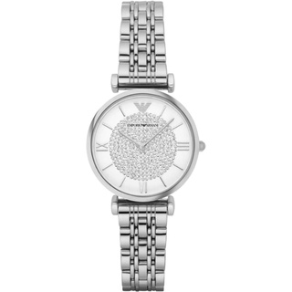 Emporio Armani Uhr für Damen , Zweizeiger Uhrwerk, 32mm Silbernes Edelstahlgehäuse mit Edelstahlarmband, AR1925