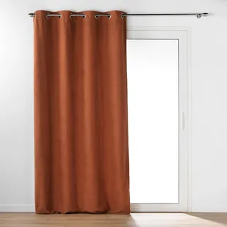 Douceur d'Intérieur Wooly Ösenvorhang (140 x 240 cm), Terracotta, einfarbig, Bouclé-Stoff