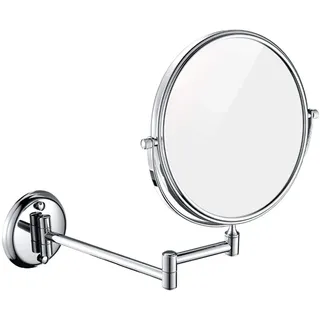Hendalino Kosmetikspiegel Wandmontage Ohne Bohren mit 1x/3x fache Vergrößerung,Wandspiegel Rasierspiegel Klappbar Rund 360°Schwenkbar Schminkspiegel für Bad Flur und Hotel 20cm (Silber Chrom)