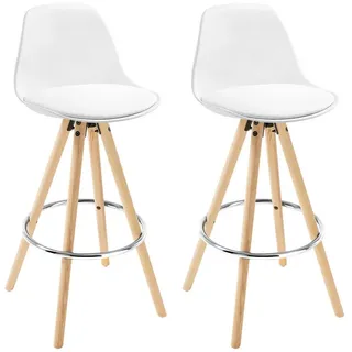 Woltu Barhocker 2er Set gepolstert 2 x 2er Set Weiß