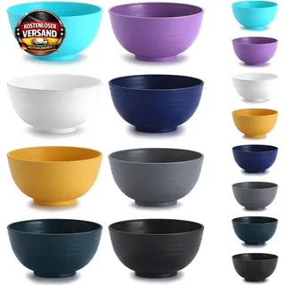 Plastik Müslischüssel Set 8 Stück unzerbrechlich für Salat und Snacks, leicht, s