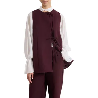 Plum Side Tie Detailed Fabric Vest Pants Bottom - Top Set Tctss26Us00003