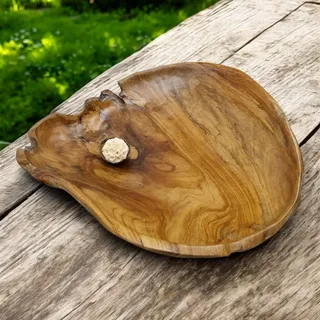 Kinaree Dekoschale aus Teak Wurzelholz – Handgefertigte Schüssel ca. 20-60 cm – Naturholz Schale für Obst, Deko oder als Schlüsselschale im Flur (Ø 60 cm)