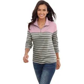 Sweatshirt CASUAL LOOKS Gr. 50, grau (rosé, grau, gestreift) Damen Sweatshirts -jacken
